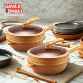 Llevá 2 Pagá 1 - Sartén Moc Multifuncional en Cerámica y a Prueba de Explosiones +REGALO: Kit de Utensilios